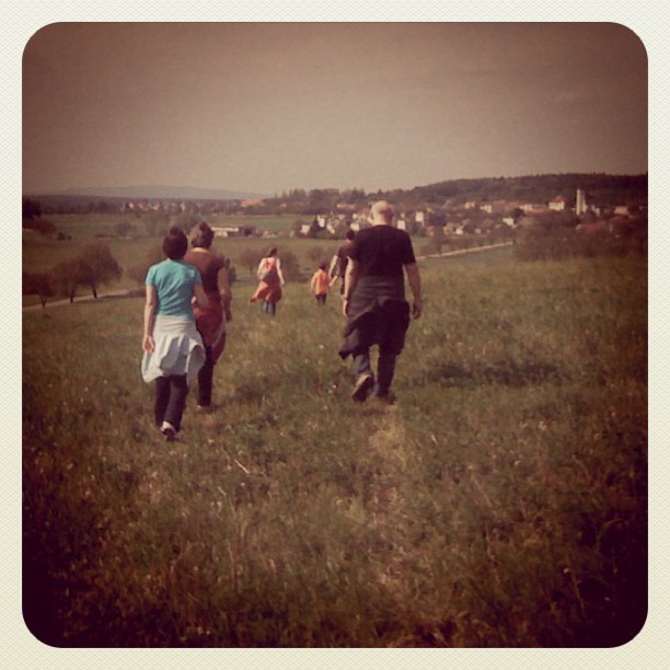 Walking to the next village for the beer festival in Slovakia.