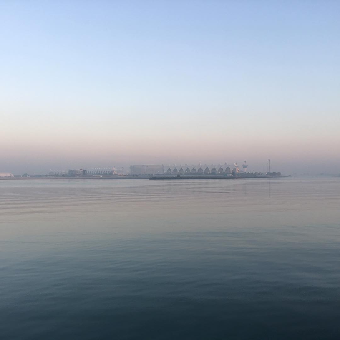 Abu Dhabi Yas Marina Circuit all polished up and ready for the F1. Taken through the mist this morning. #inabudhabi #abudhabigp #nofilter