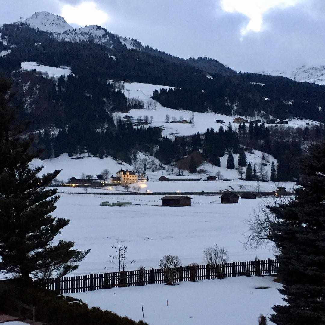 Twilight in the Austrian Alps. Bit of a journey but we’re here. And relax…