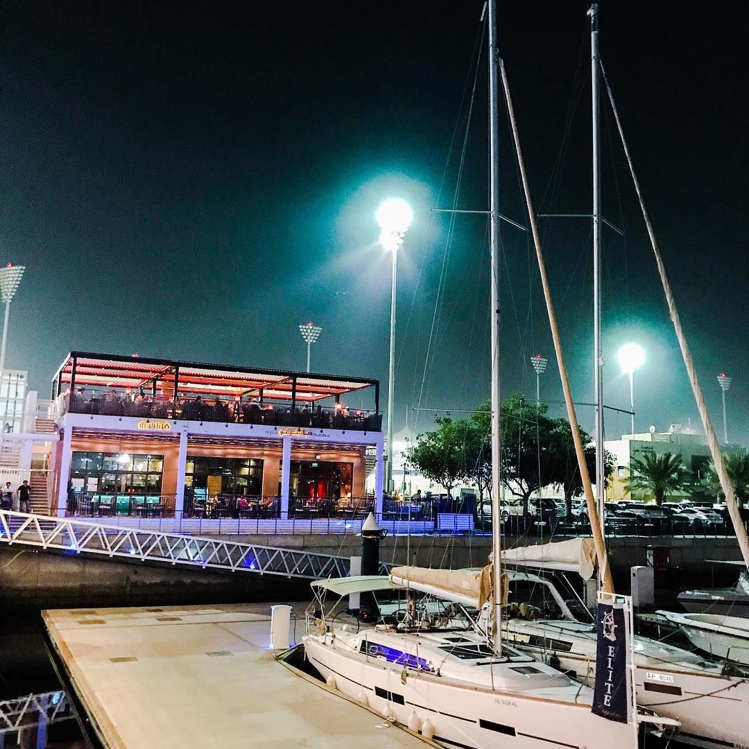 Night time in Yas Marina, Abu Dhabi.