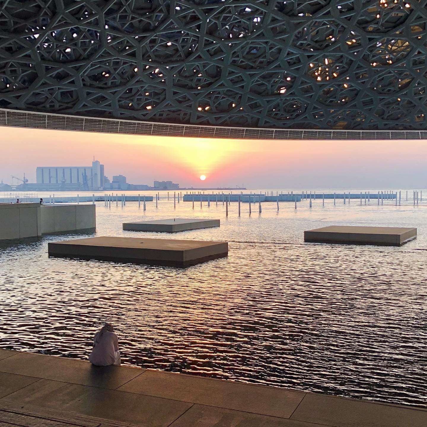 Sunset at the Louvre Abu Dhabi.