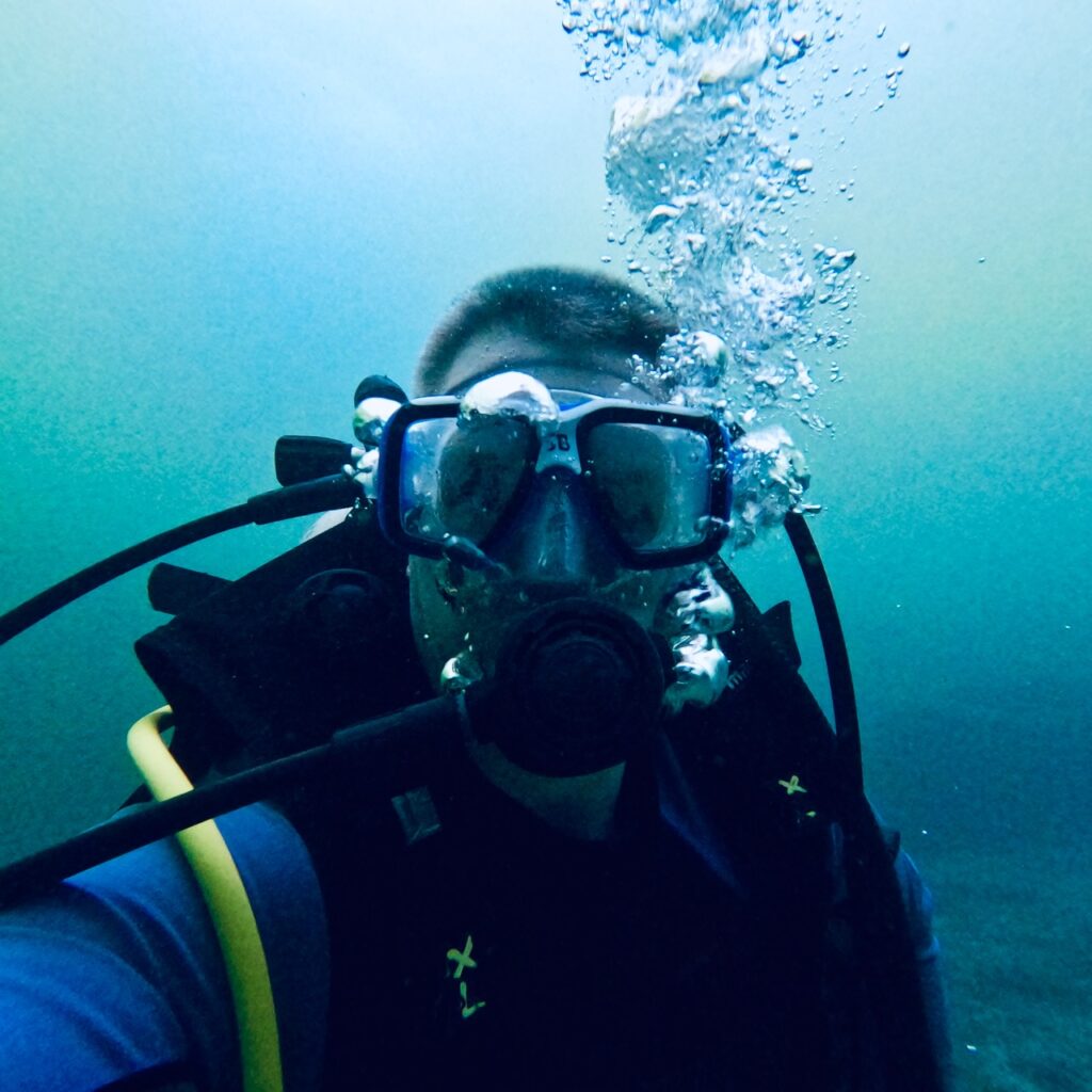 Me in scuba gear underwater.