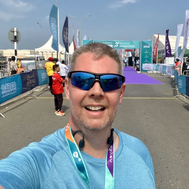 Me at the finish line of the Muscat Marathon 2024